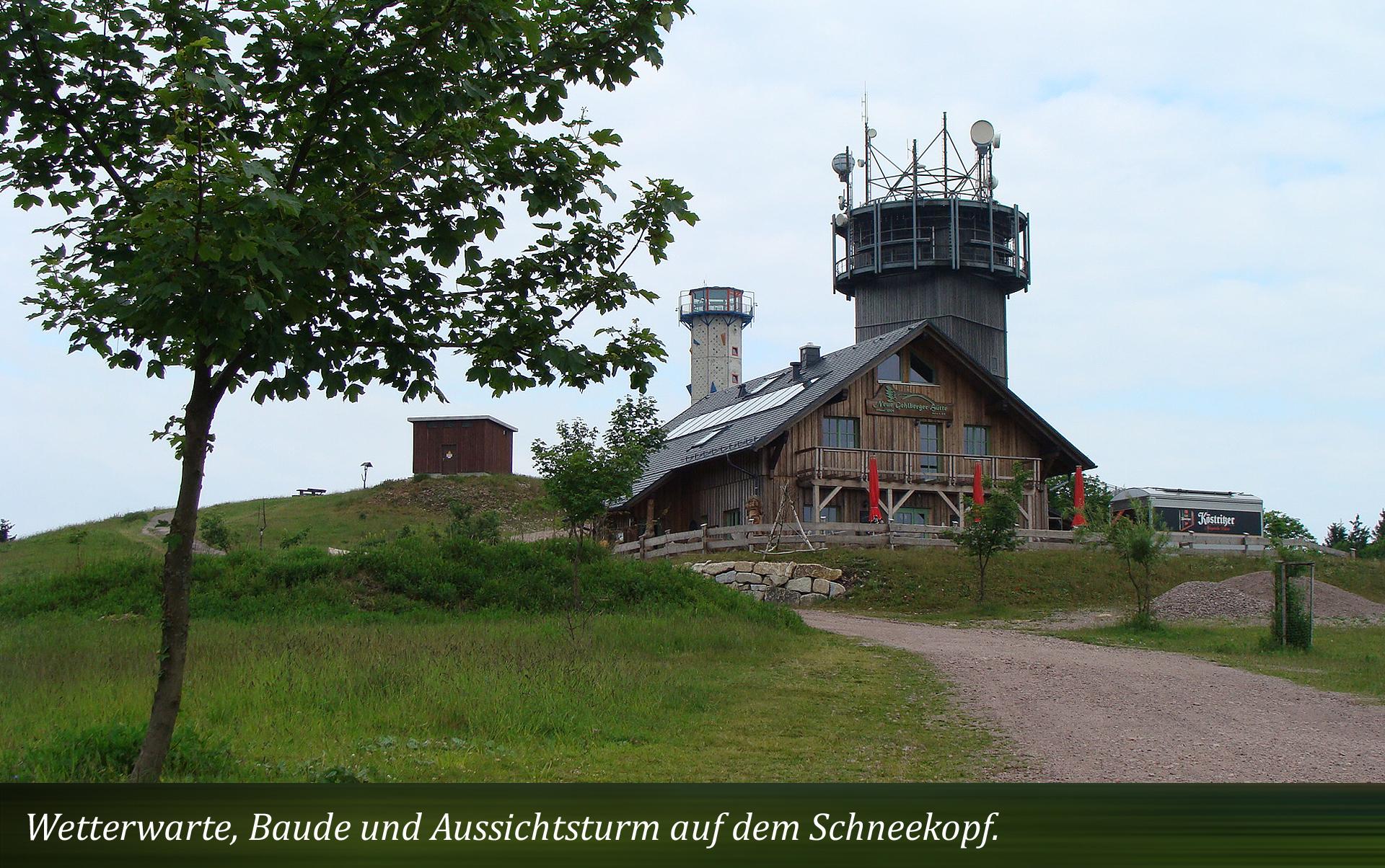 Wetterwarte, Baude und Aussichtsturm auf dem Schneekopf. 