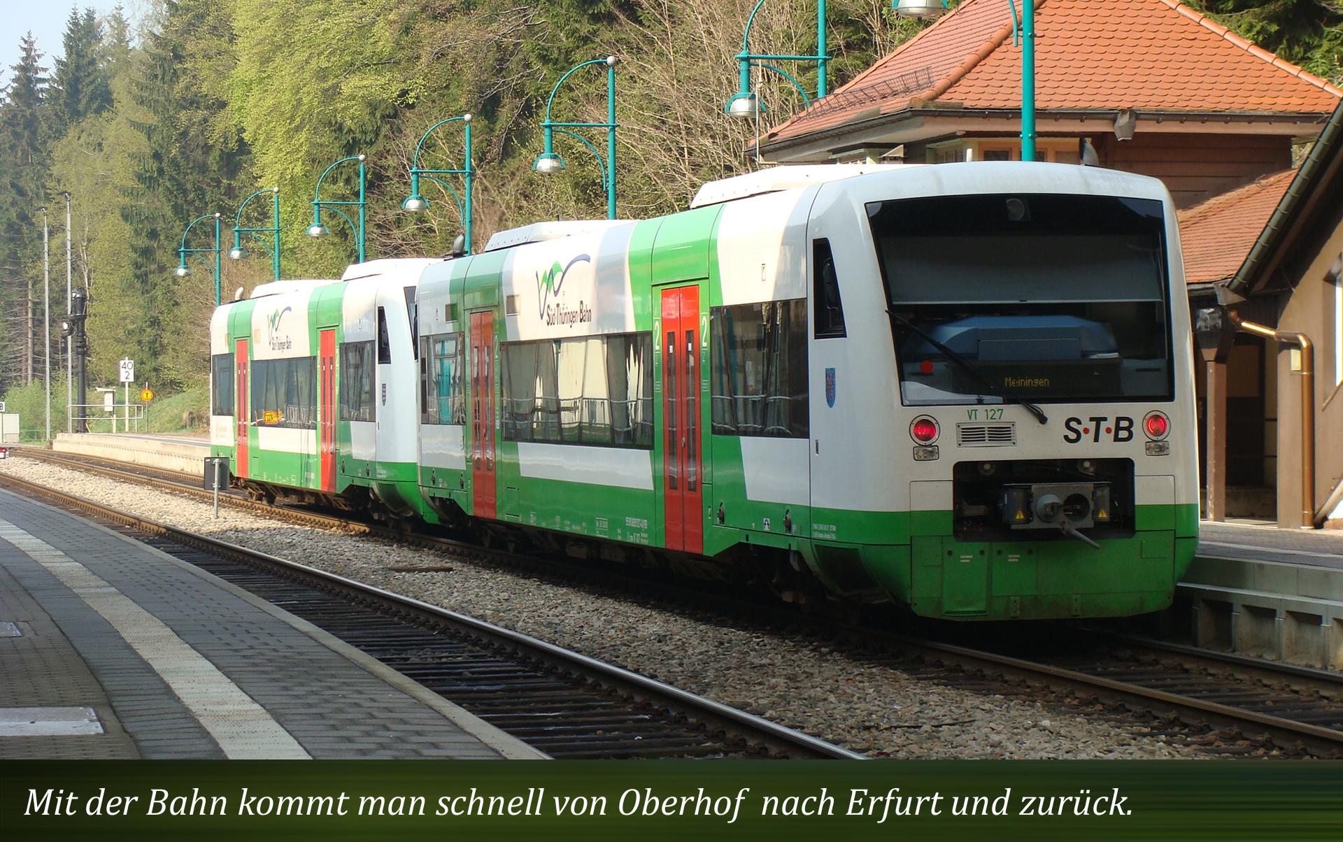 Mit der Bahn kommt man schnell von Oberhof  nach Erfurt und zurück.