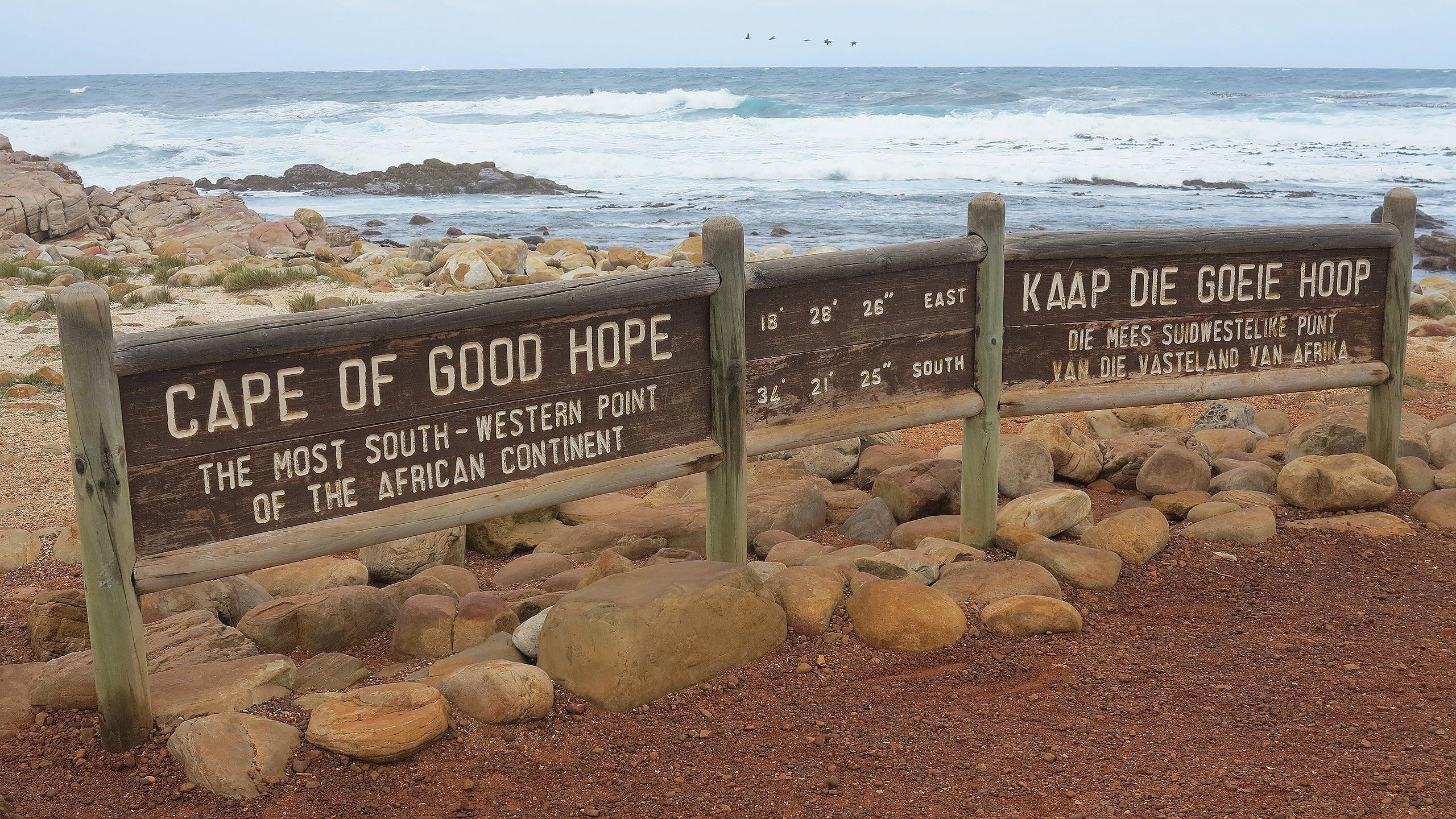 Das ist der Beweis. Wir stehen direkt am Kap der guten Hoffnung. Hat schon was Ehrfürchtiges!